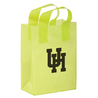 Color Frosted Soft Loop Plastic Shopper Bag w/Insert (8"x4"x11")