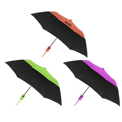 42" Arc Vented Color Crown Auto-Open Windproof Folding Umbrella